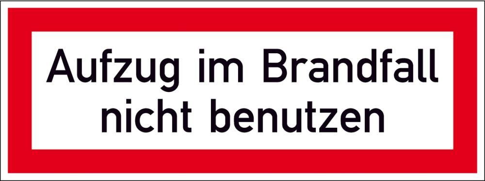 Brandschutzschild Folie B148xH52 mm Aufzug im Brandfall n.b. langnachleuchtend