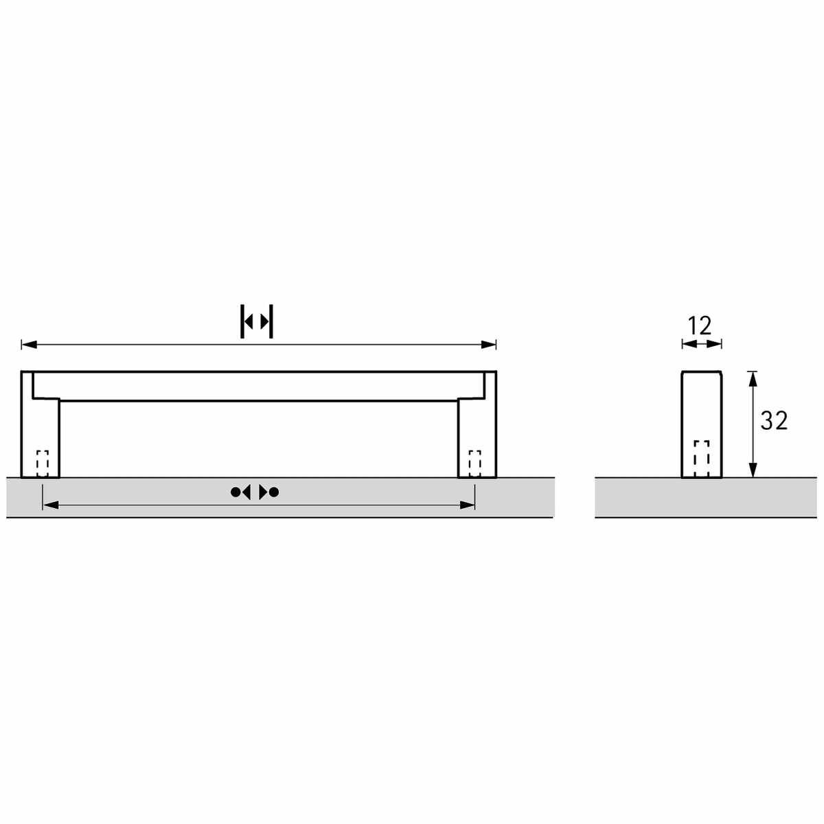Griff Bermeo, Bohrabstand 96, L 109 mm, B 12 mm, H