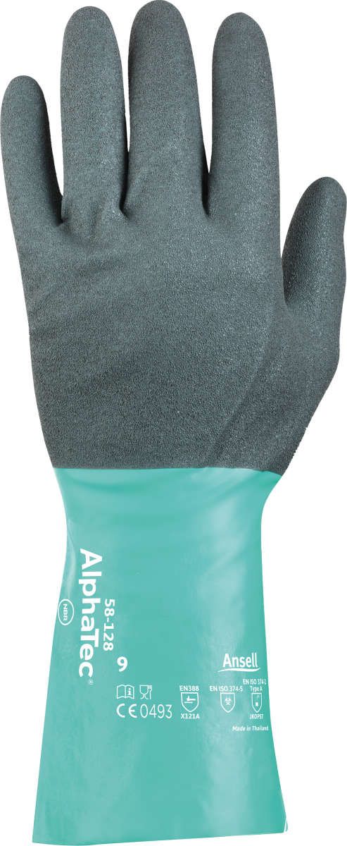 Handsch.AlphaTec 58-128, Gr. 10, schwarz/grün