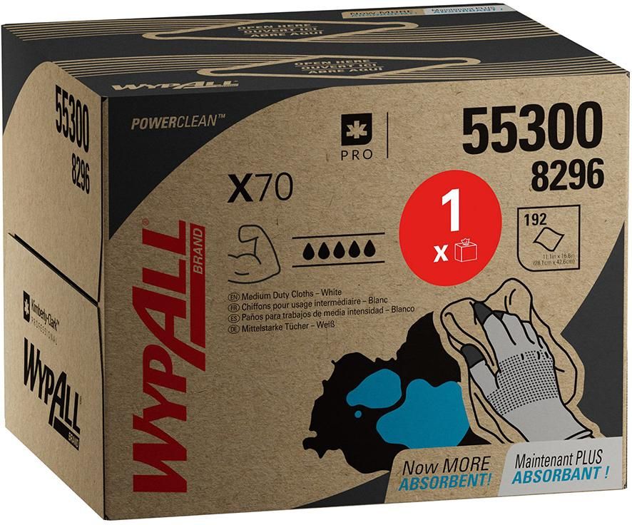 Wischtuch WypAll X70 L426xB282mm weiß 1-lagig Box WYPALL