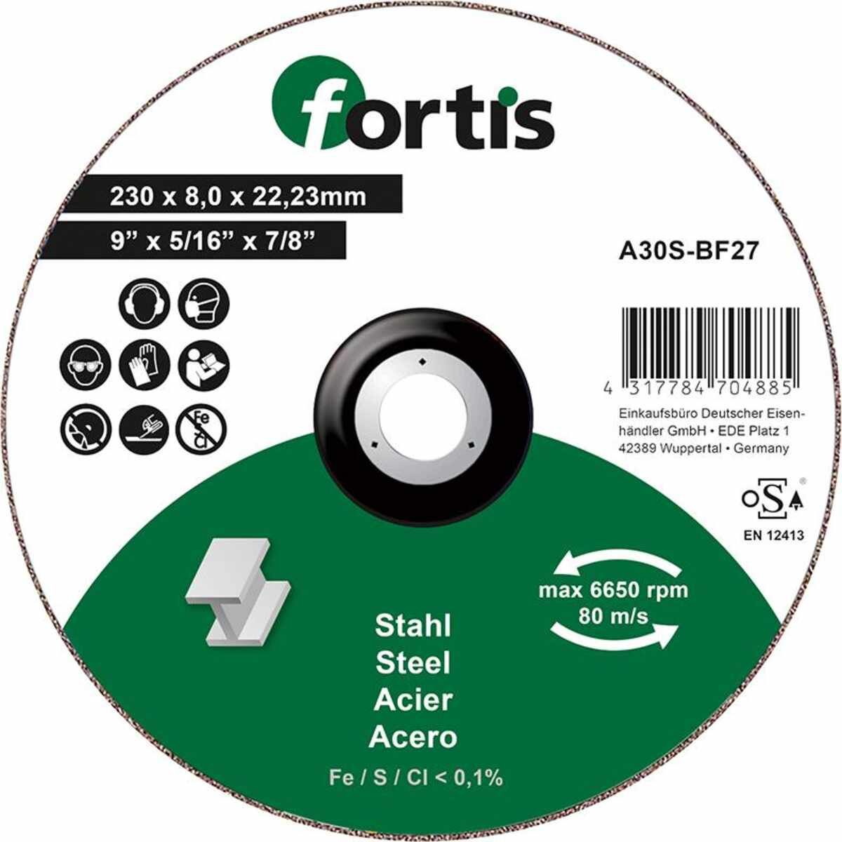 Schruppscheibe Stahl 230 x 8,0 mm FORTIS