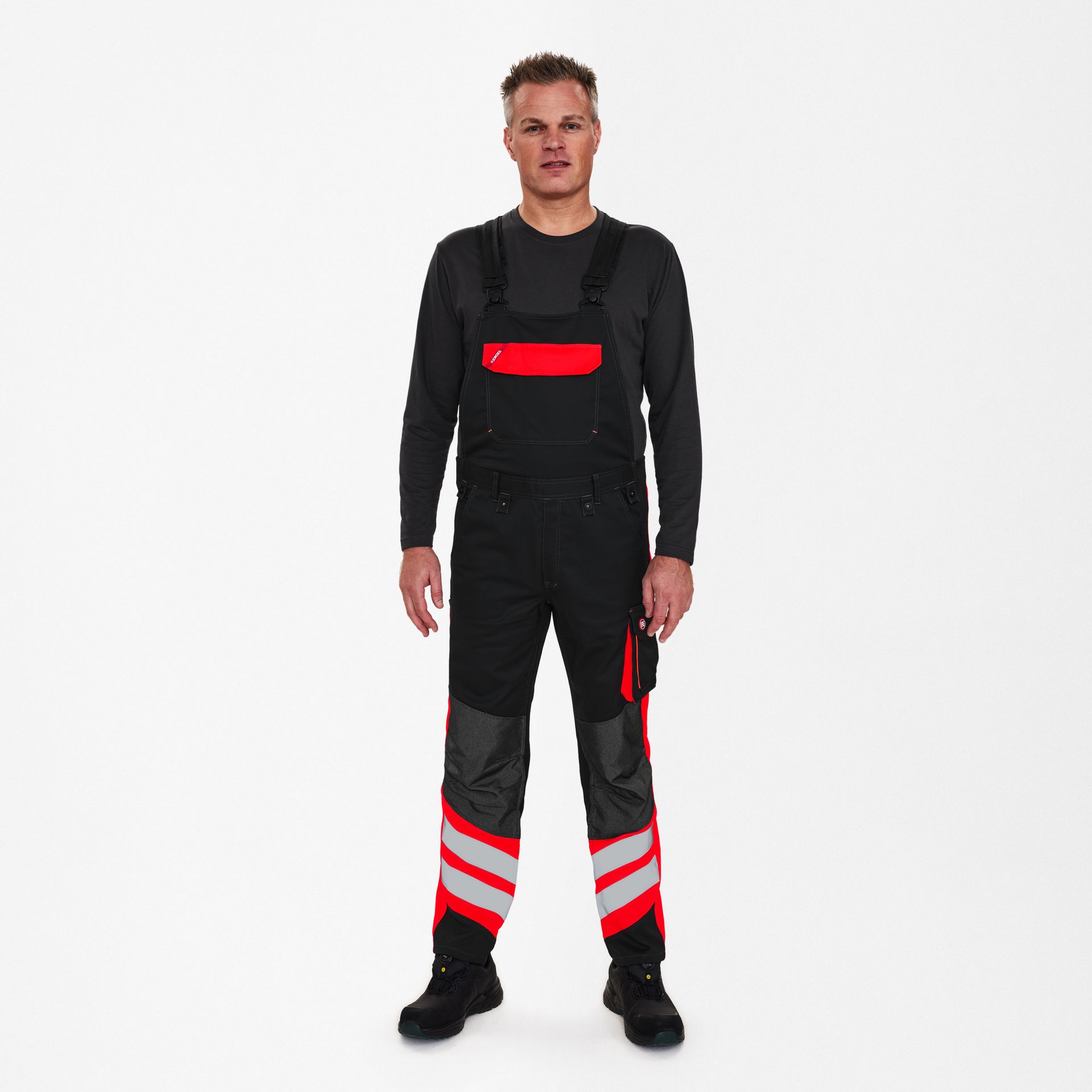 Cargo Latzhose Schwarz/Rot, Gr. 22
