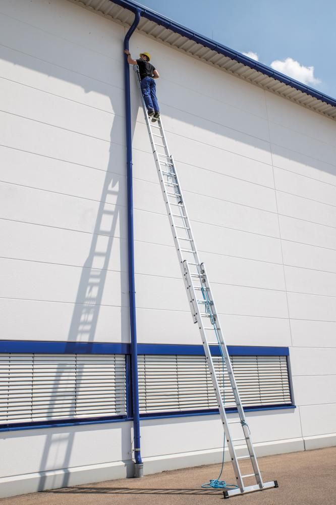 Alu-Seilzugleiter 3x14 Sprossen Leiterlänge 4,10m eingef.Arbeitshöhe bis 10,80 m
