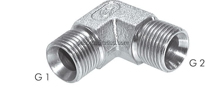 90°-Winkel, 60°Konus G 1/8"-G 1/8" (AG), Stahl verzinkt