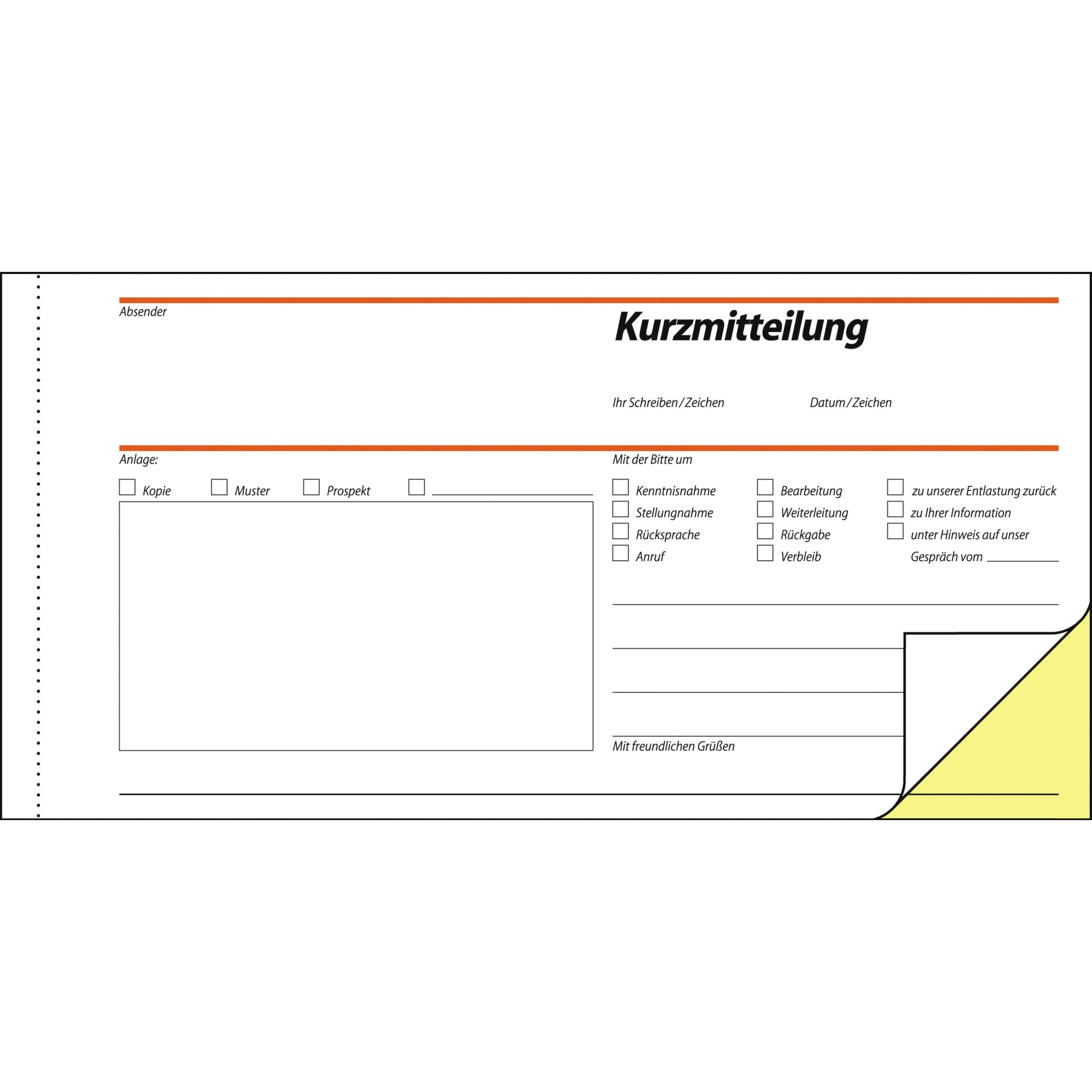 Kurzmitteilung 1/3 DIN A4 quer 2x40Blatt