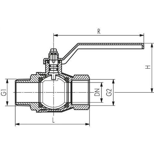 Messing-Kugelhahn, R 1/4" / Rp 1/4", -0,9 bis 50bar