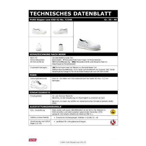 ELTEN PURE Sicherheitsslipper S2 ESD, Weiß, Gr. 39