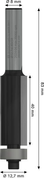Bosch PRO Bündigfräser mit unterem Kugellager, D