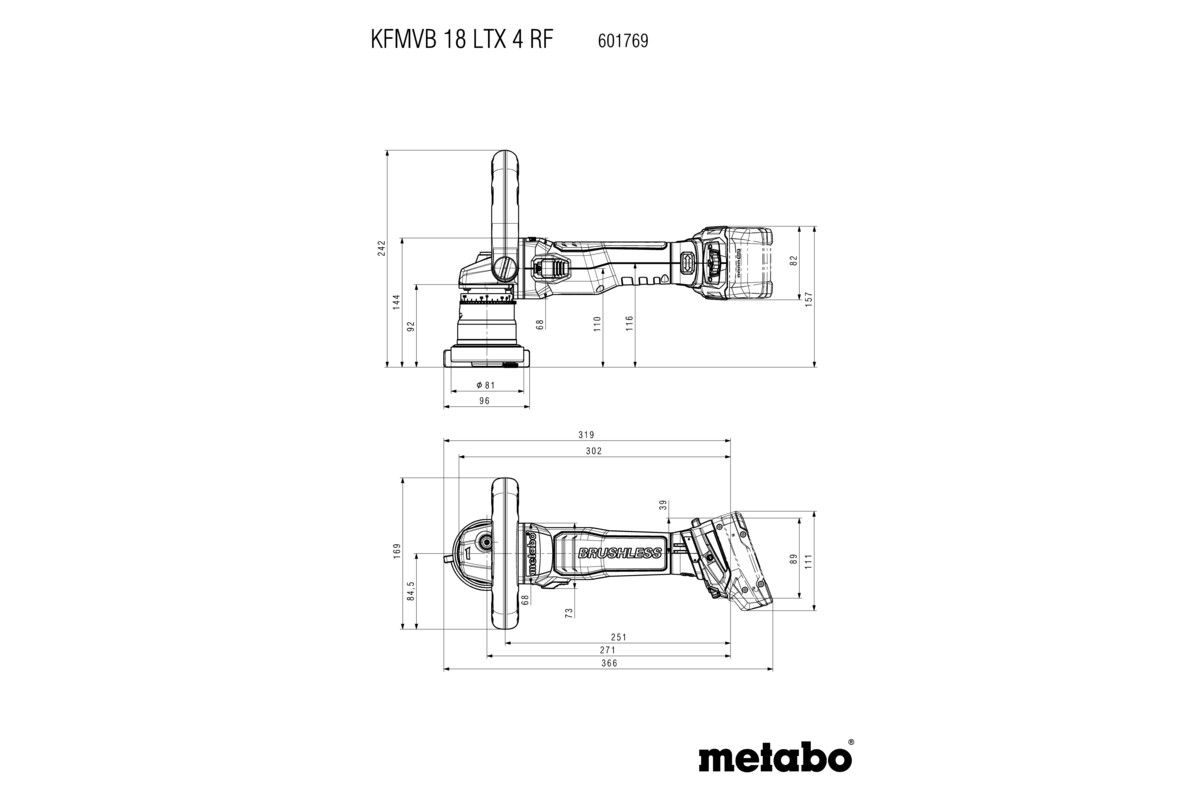 Akku-Kantenfräse solo KFMVB 18 LTX 4 RF Metabo ohne Akku ohne Ladegerät metaBOX
