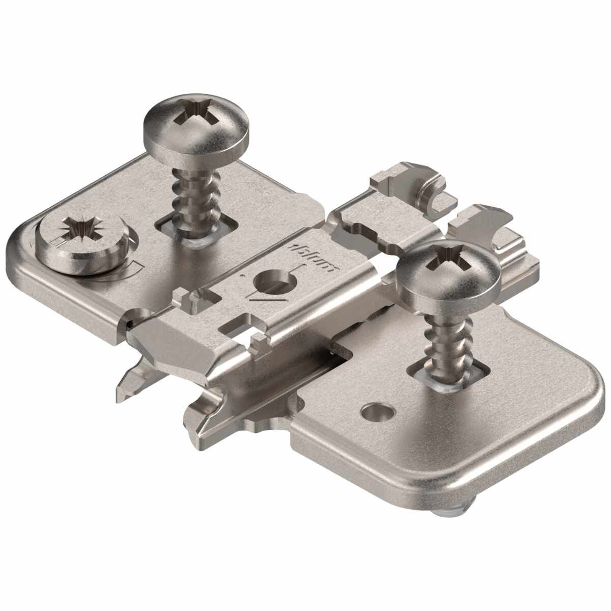 CLIP Montageplatte, kreuz, 0 mm, Stahl, mit EXPANDO-Spreizdübel, HV: Exzenter, vernickelt