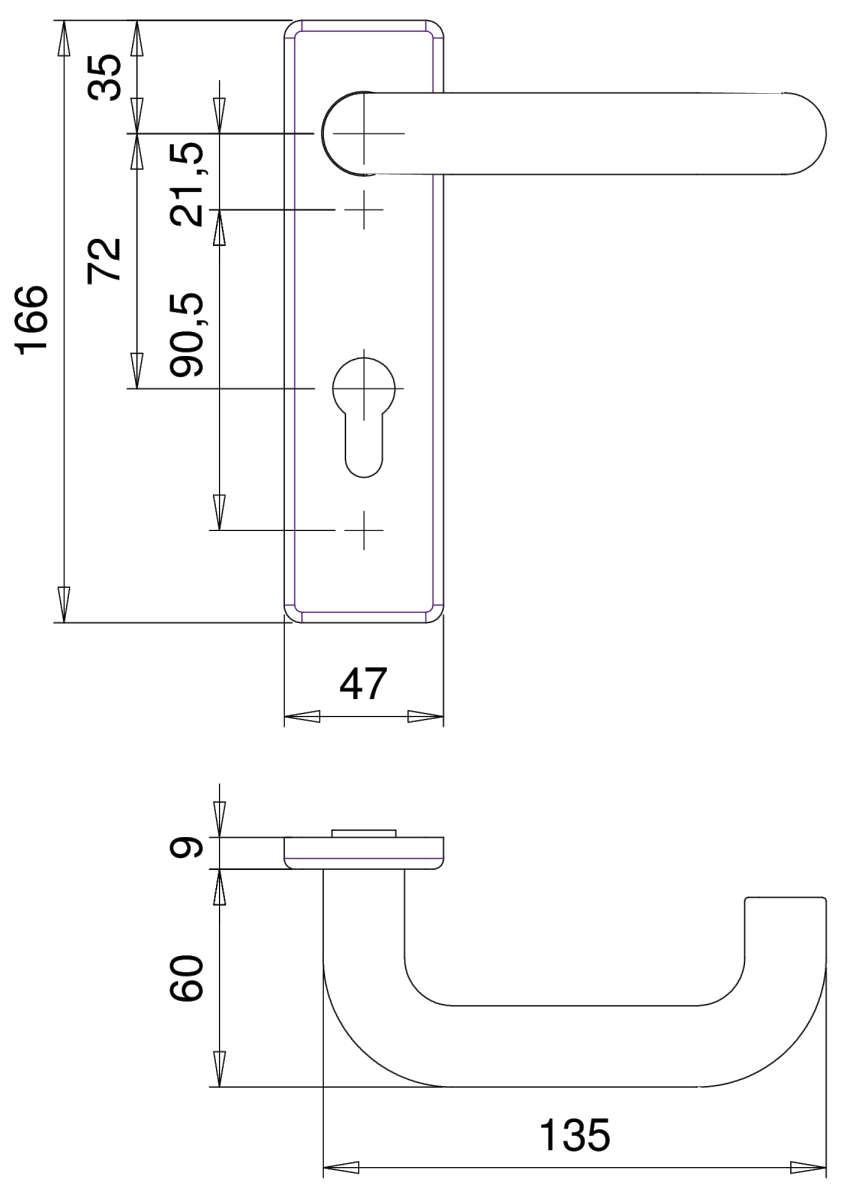 Nylon-FS-Drücker-Garnitur, DIN 18273
