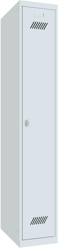 Kleiderschrank m. Sockel 1 Abteil, 300mm Drehriegel RAL 7035 B300xT500xH1750mm