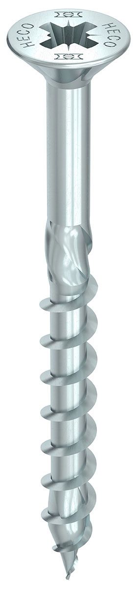 HECO-TOPIX-plus 3,5 x 40, Senkkopf mit Frästaschen, Pozi-Drive, Teilgewinde, verzinkt blau, A3K, 500 Stück, VARIANTA-Handwerkerverpackung