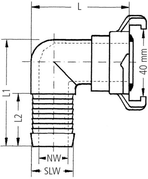 GEKA plus-Winkelstück 360° drehbar, MS, 3/4", 19mm,SB
