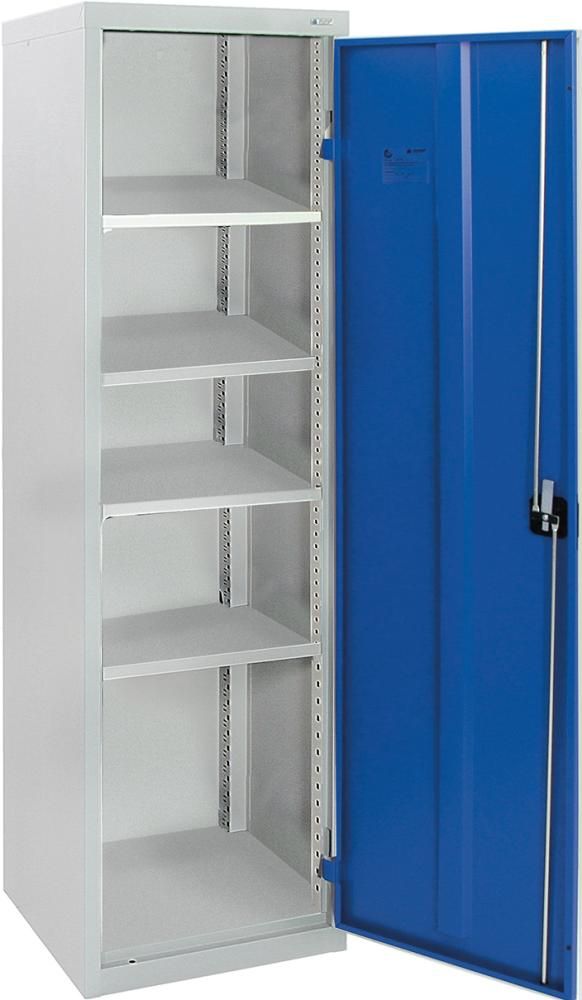 Flügeltürenschrank B500xT500xH1800 mm RAL 7035/5010 4 Fachböden