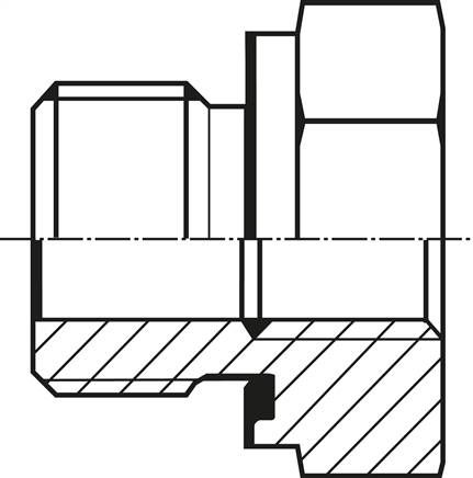 Hydraulik-Reduzierung G 1/8"(AG)-G 1/4"(IG), Stahl verzinkt, Elastomerdichtung