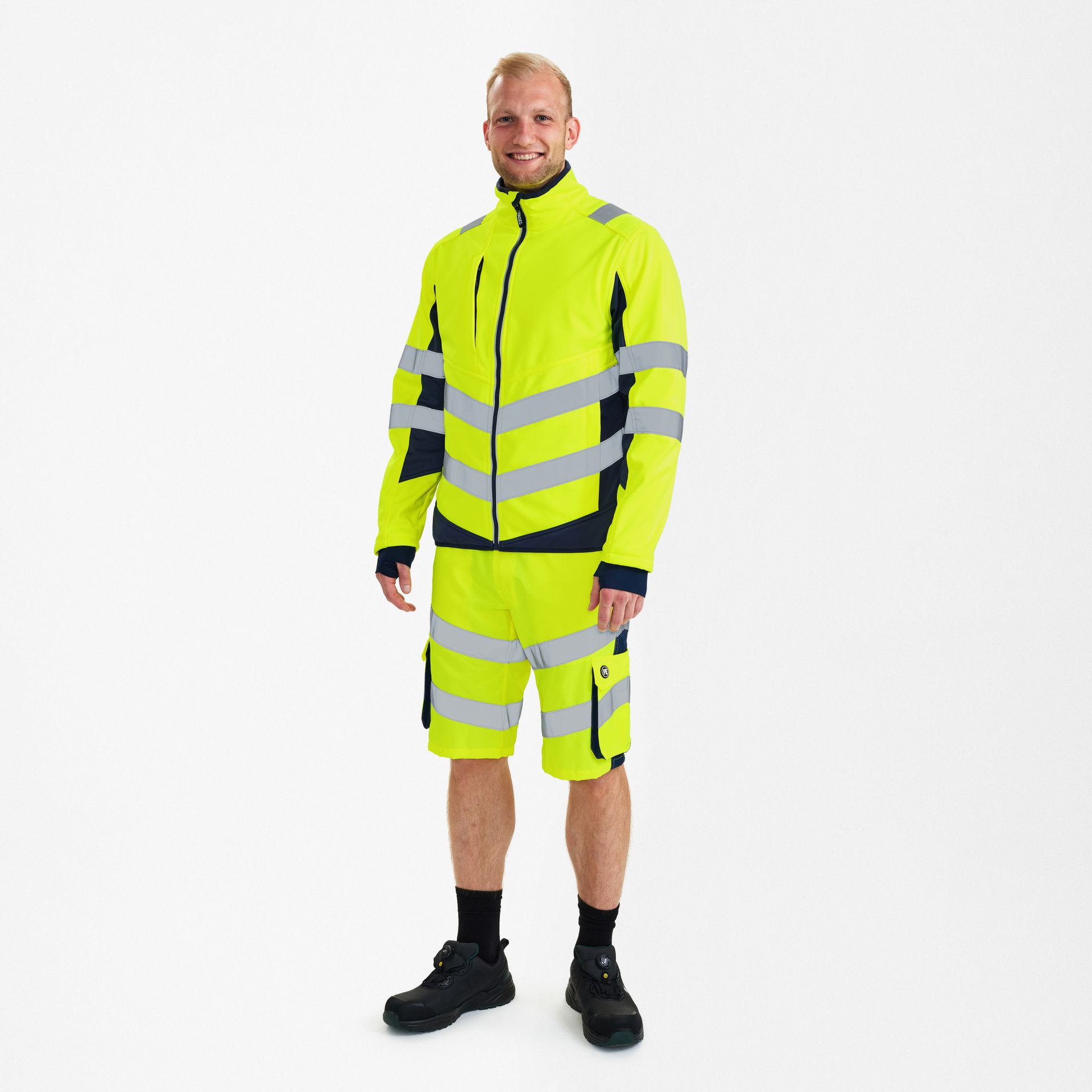 Safety Softshelljacke Gelb/Blue Ink, Gr. 5XL