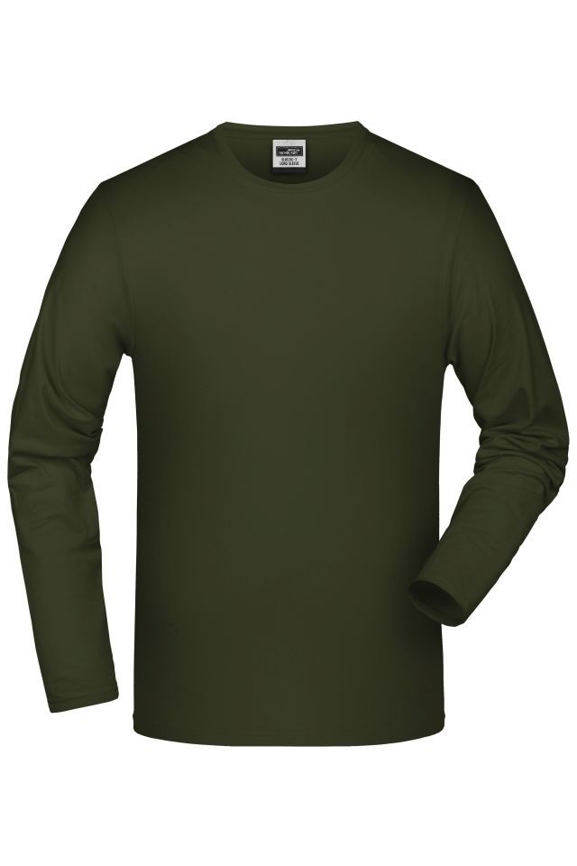 Elastic-T Long-Sleeved Langarm-Shirt mit Elasthan braun/grün/oliv, Gr. S