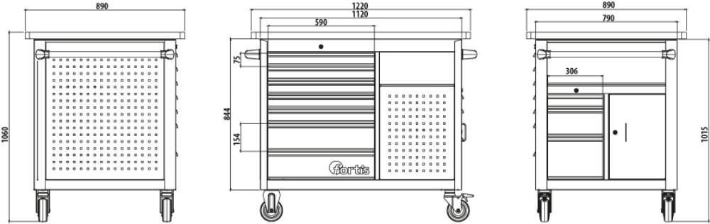 FORMAT Rollwerkbank, schwarz/grau