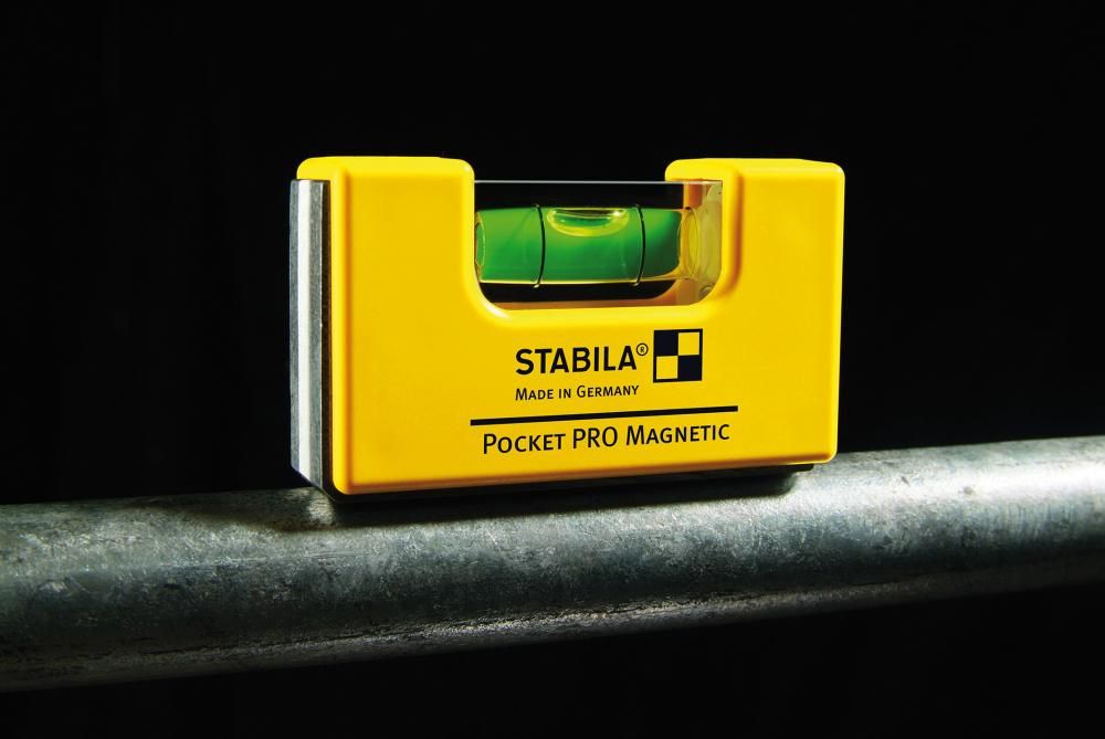 STABILA Wasserwaage Pocket PRO Magnetic, 7 cm, mit Gürtel-Clip