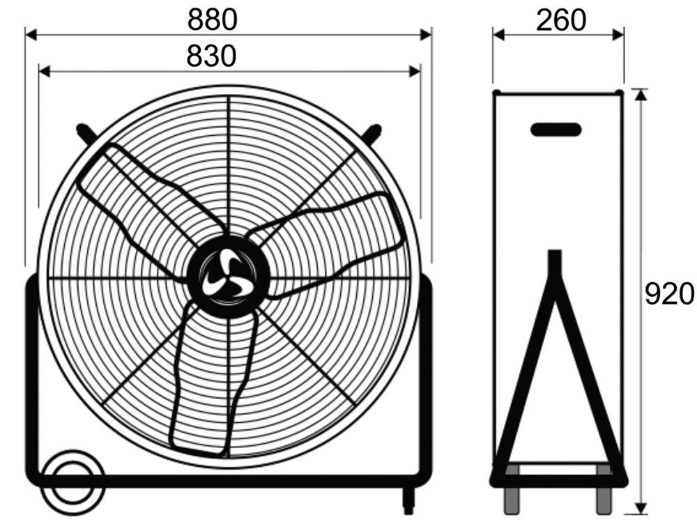 Trommelventilator Gr.XL IP54 H920xD830 mm Luftmenge 15650 m³/h