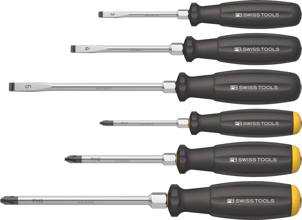 Schraubendreher-Satz 6-teilig Schlitz/PH Schlagkappe PB SwissTools