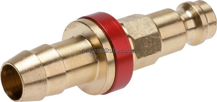 Kupplungsstecker (NW5) 4mm Schlauch, rot, Achteck SW10
