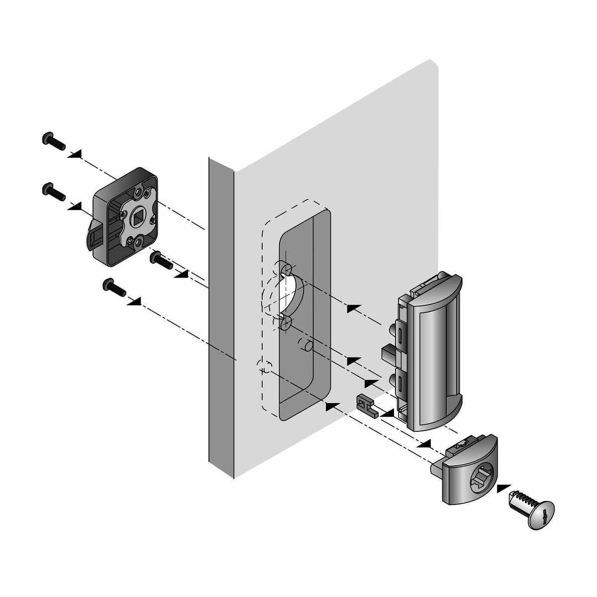 Einlassgriff Insert, vernickelt, matt