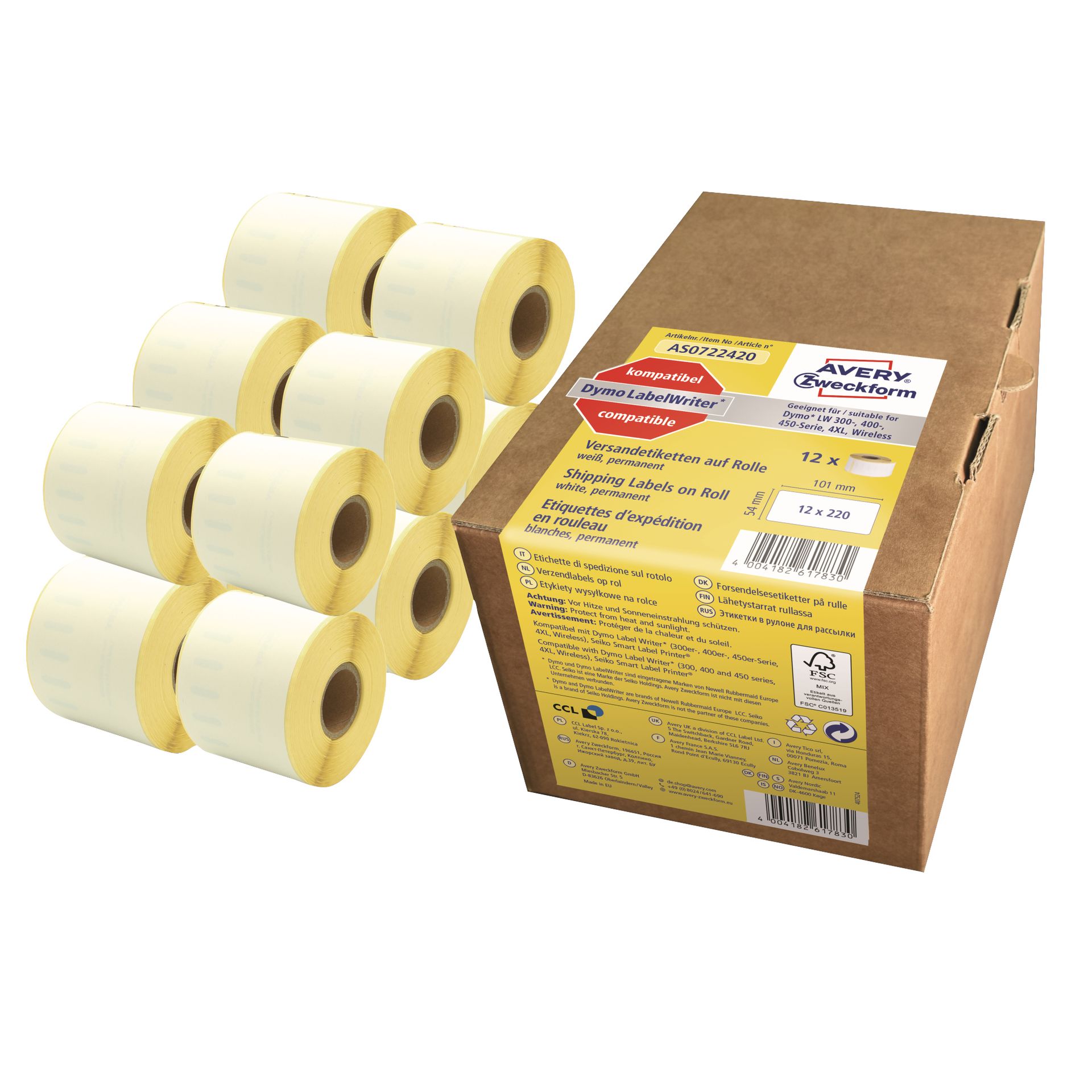 Etikett 36x89mm ws 18Rollen 4.680St.