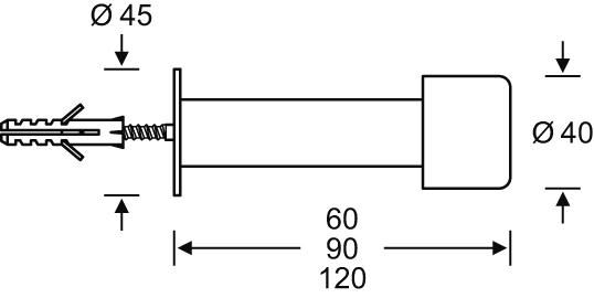 Wand-Türpuffer,120mm 0 38 3880,F69 matt,Ø40mm FSB