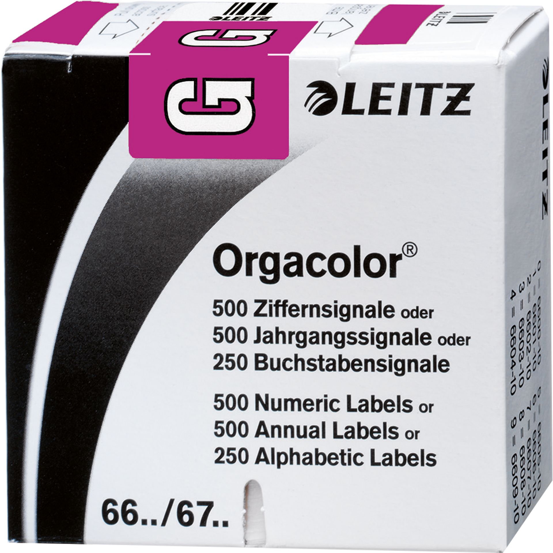 Buchstabensignal Orgacolor G violett 250 St./Pack.