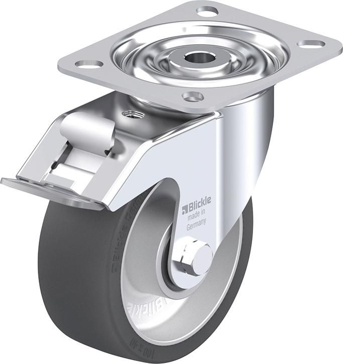 Lenkrolle m. Feststeller Rad-D100mm Gummi LI-ALSI 100G-FI