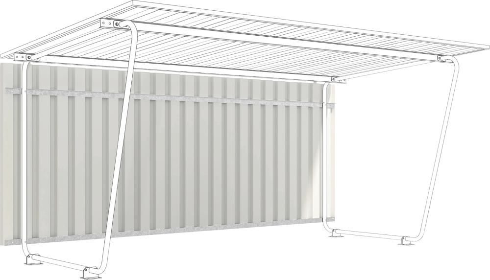 Rückwand Grundfeld aus Polyester RAL 9002 grauweiß für Überdachung Mod. Siegen