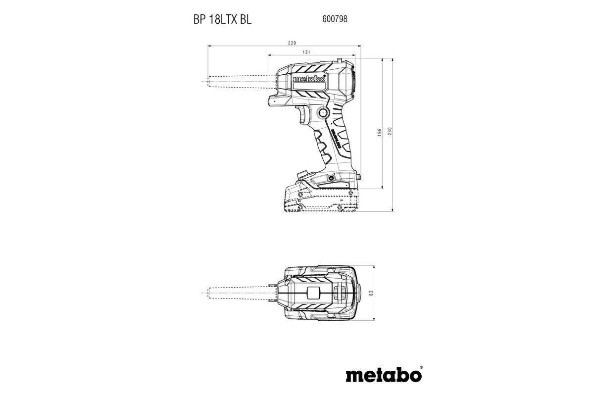 Akku-Blaspistole solo BP 18 LTX BL Metabo ohne Akku ohne Ladegerät Karton