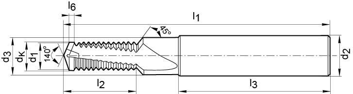 Bohrgewindefräser VHM DTMCSP TiCN Schaft HA 2xD M12 GÜHRING
