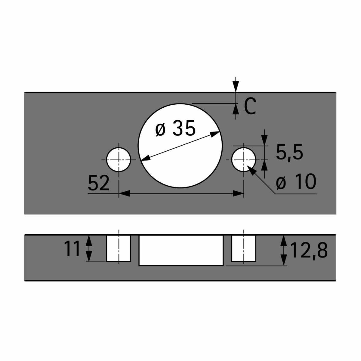 Intermat 125°-Scharnier (Intermat 9944), halb vorl
