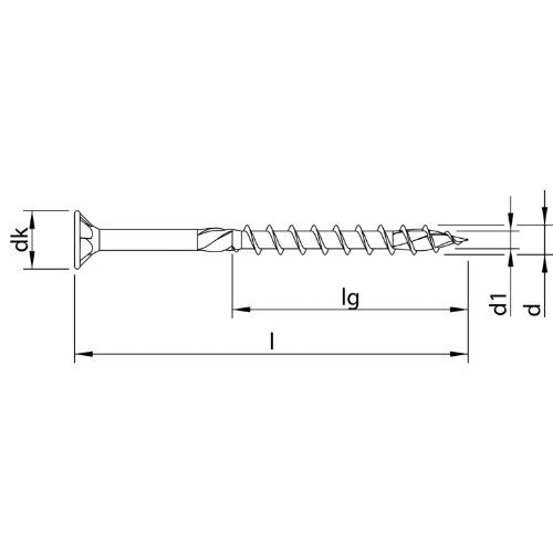 HECO-TOPIX-plus 4,5 x 40, Senkkopf mit Frästaschen, T-Drive, T-25, Teilgewinde, verzinkt blau, A3K, 500 Stück, VARIANTA-Handwerkerverpackung