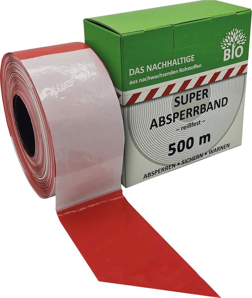 Absperrband 500 m-Rolle rot/weiß geblockt Das