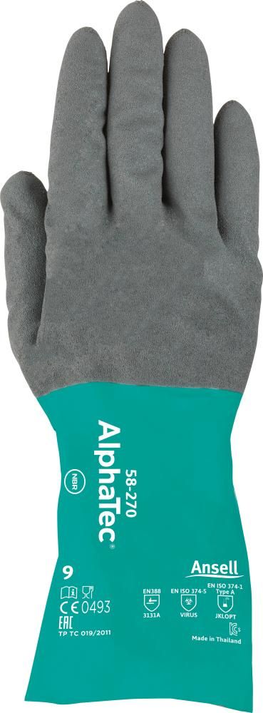 Handsch.AlphaTec 58-270, Gr. 7, schwarz/grün Ansell
