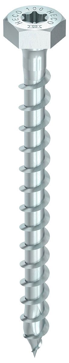HECO-TOPIX-plus 8,0 x 100, Kombisechskantkopf, Sechskantkopf + T-Drive, Vollgewinde, verzinkt blau, A3K, 50 Stück, VARIANTA-Handwerkerverpackung