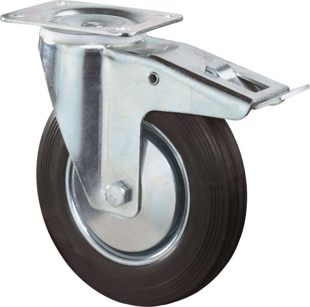 Lenkrolle 80mm L420.B55 Platte,Gummi schw.RL,FestL420.B55.081 BS ROLLEN