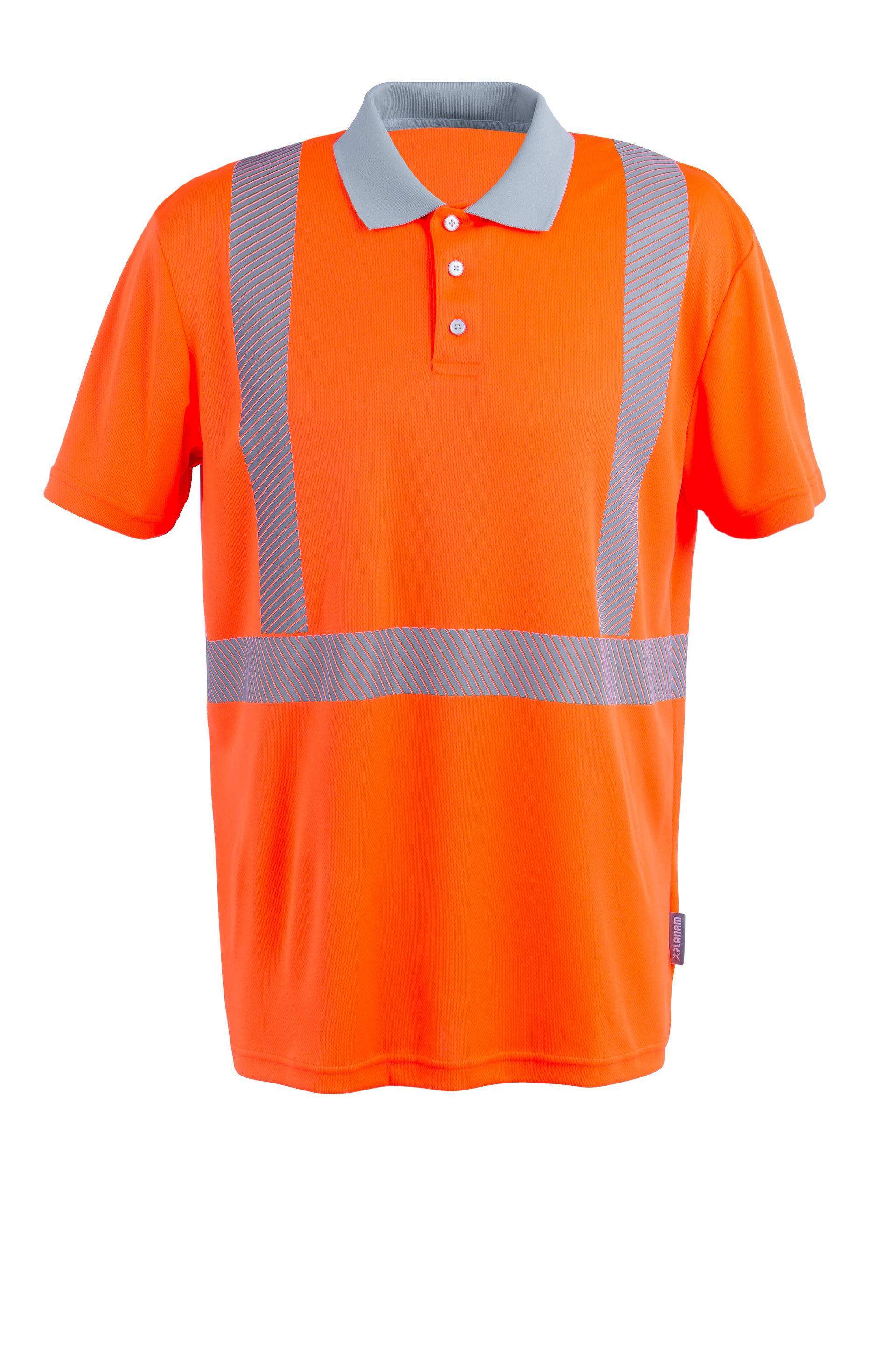 Planam Poloshirt kurzarm Norit Warnschutz orange/zink Gr. XS