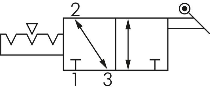 3/2-Wege Handhebelventil, Federrückstellung, G 1/8"