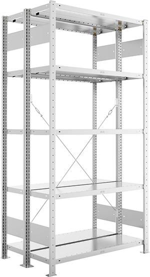 Doppel-Steckregal CLIP B1000xT2x300xH2000 mm Grundfeld 2x5 Böden vzk Fachlast 230kg META