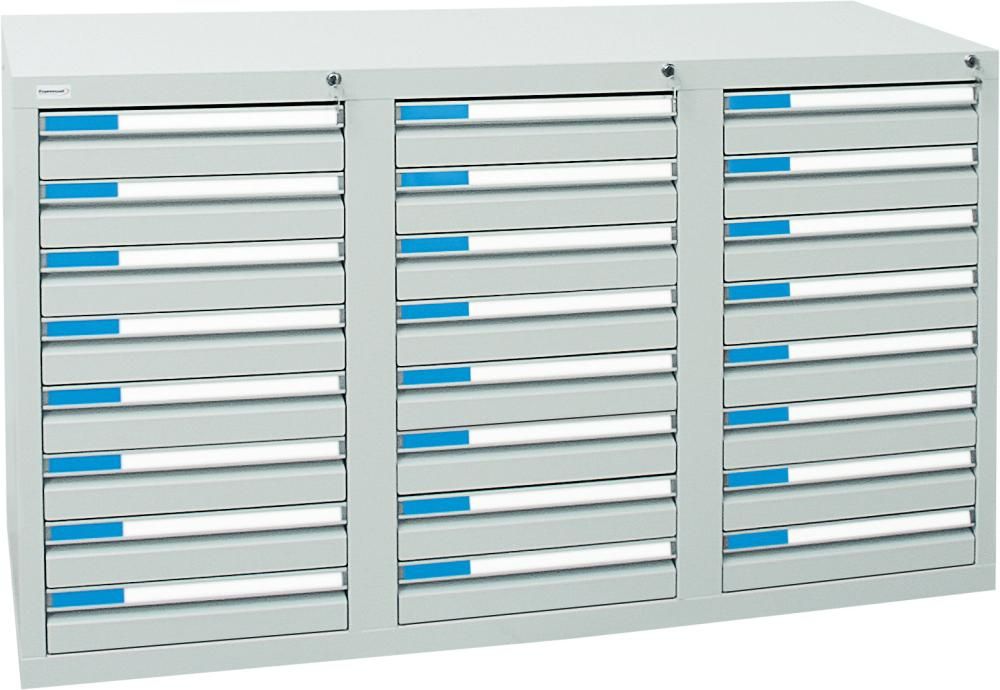 Format Schubladenschrank B500xT1500xH900mm RAL 7035/7035 24 Schubladen 75kg