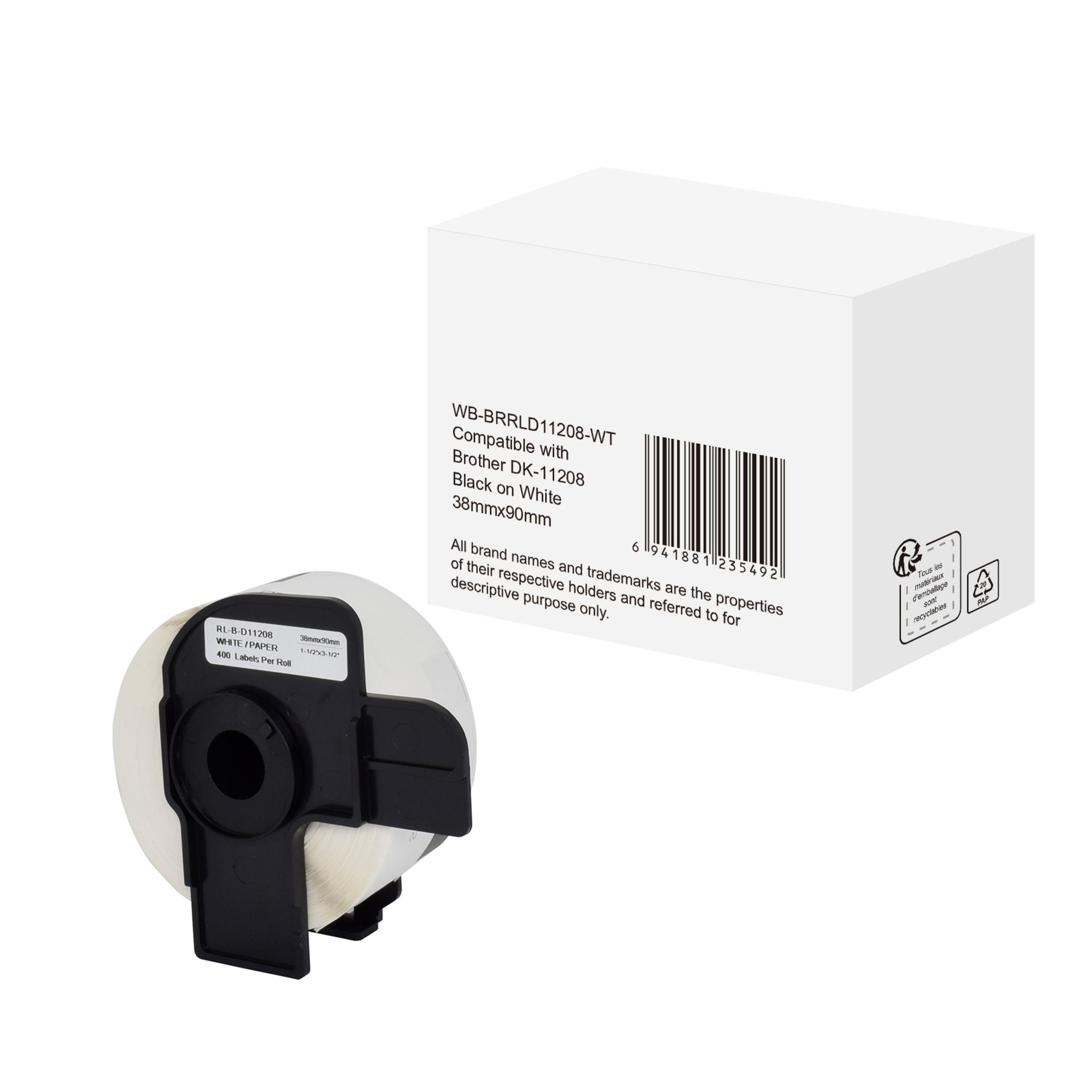 Etikett wie Brother DK-11208  100x91mm sw auf ws 400St
