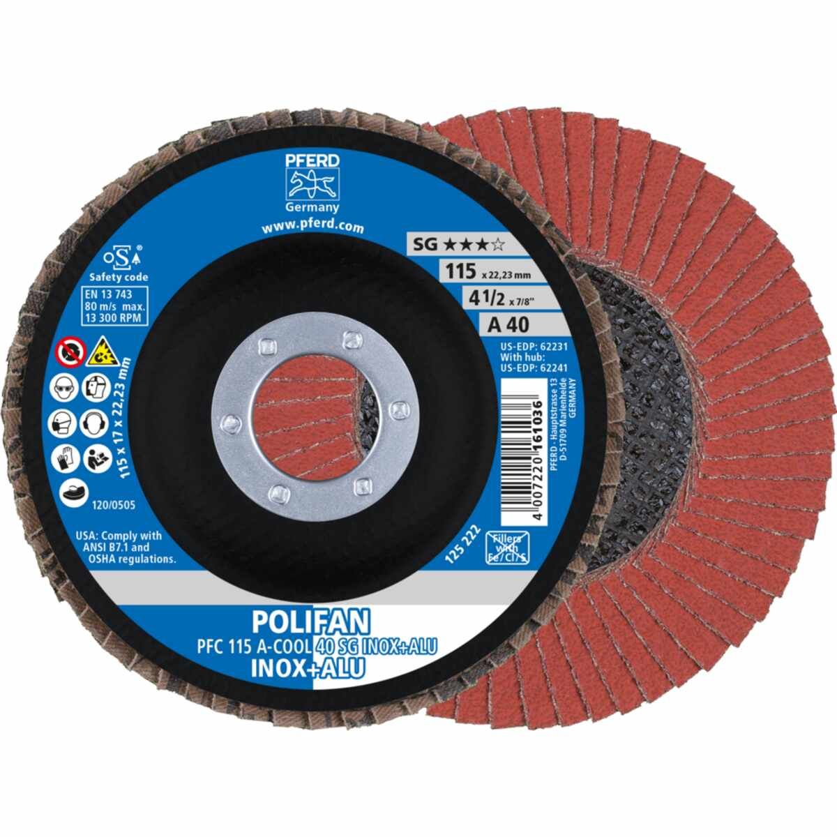 PFERD POLIFAN-Fächerscheiben PFC 115 A-COOL 40 SG INOX+ALU