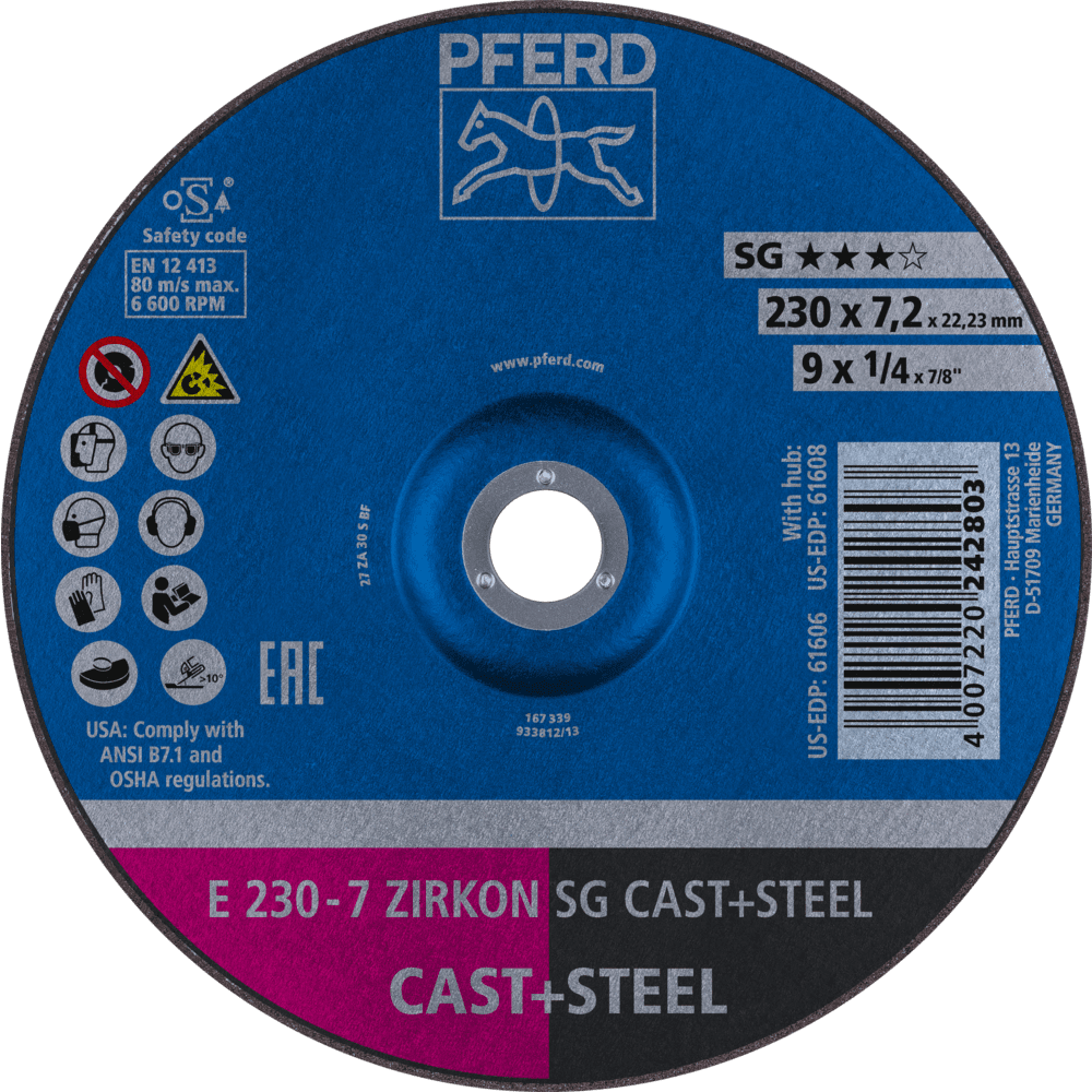 PFERD Schruppscheiben E 230-7 ZIRKON SG CAST+STEEL