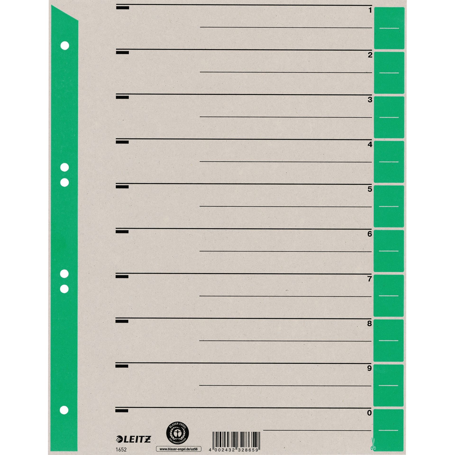 Trennblatt DIN A4 230g Karton grün 100 St./Pack.