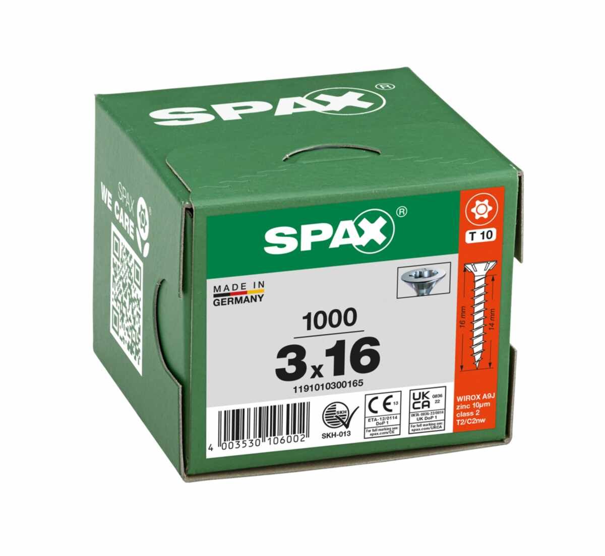 Spax Schrauben Fl/Vz Torx 3,0X16 VG VE1000